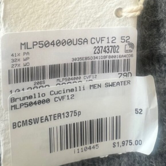 BRUNELLO CUCINELLI MEN'S WOOL BLEND CASUAL CREW NECK SWEATER/PULLOVER - SIZE 52 - Picture 4 of 9
